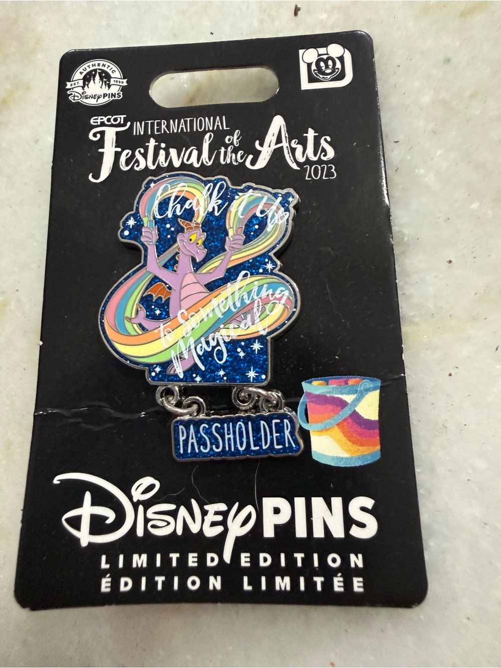 Disney Figment Rainbow Chalk Art Passholder Pin